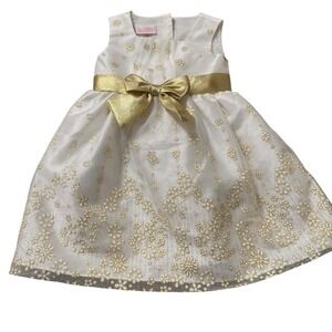 La Princess Dress Party Gold Bow Floral Sleeveless‎ Girl Size 2T